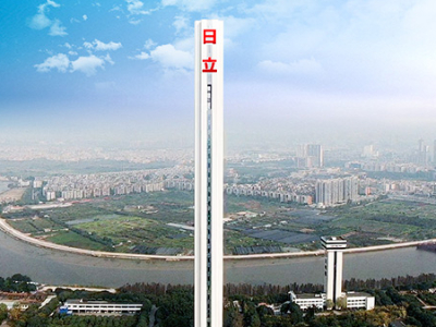 廣州日立電梯試驗(yàn)塔樓體發(fā)光字工程案例